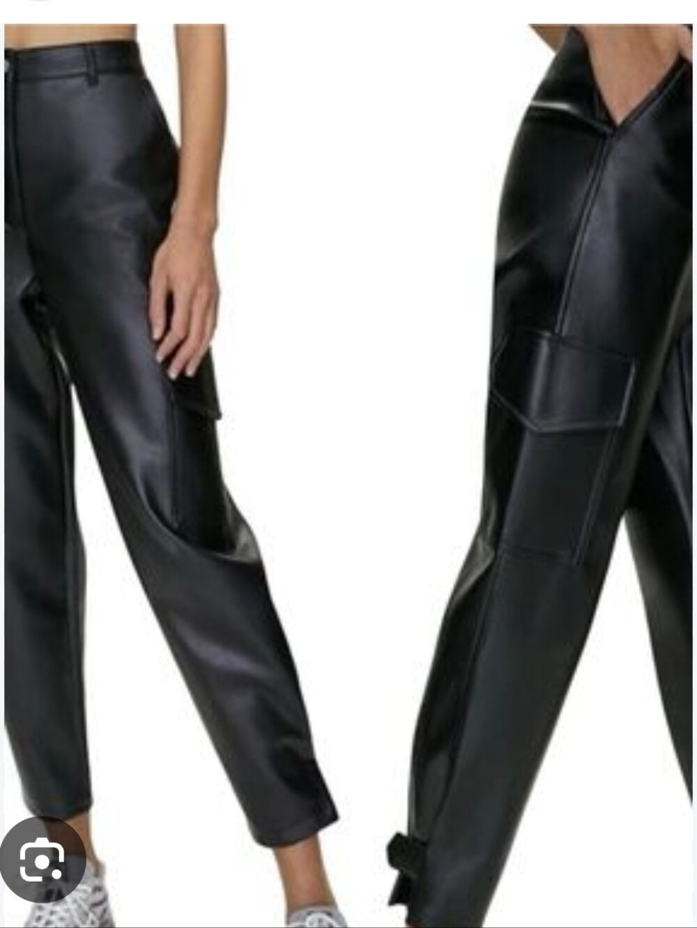 Wilfred Black Faux Leather Cropped Cargo Pants